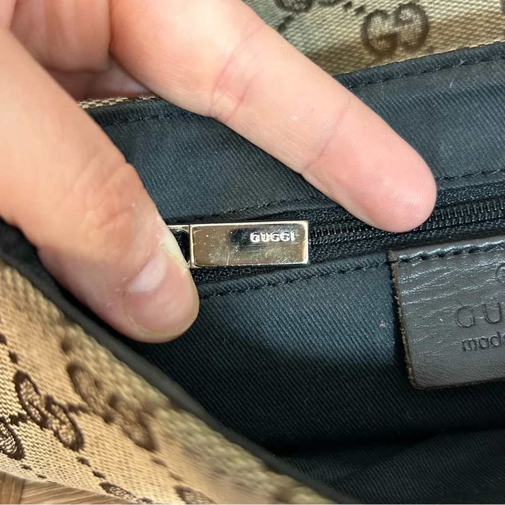 Gucci Brown GG Canvas Crossbody with Black Trim - Picture 12 of 12